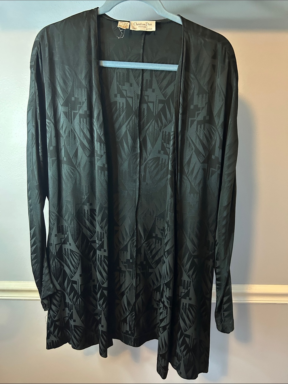 Dior Black Open-Front Jacquard Draped Jacket